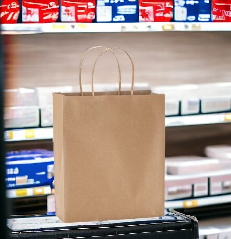 Пакет бумажный ARCE / Крафтовый пакет 25х31х11 см, с короткими усиленными ручками витой формы